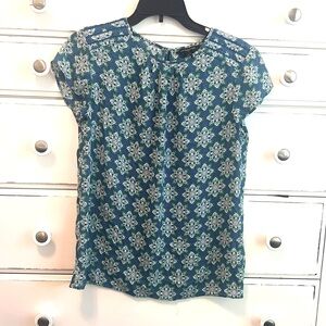 Banana Republic Teal Patterned Blouse Sz S